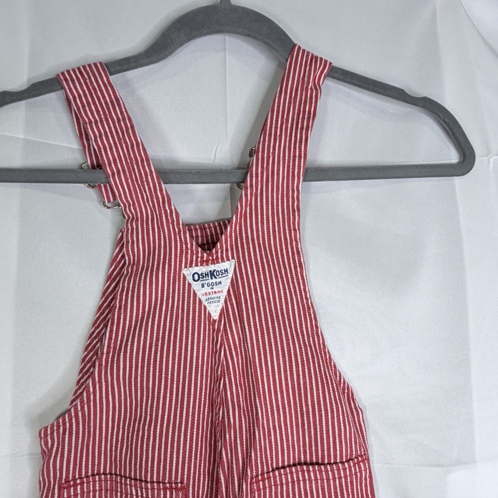 Vintage OshKosh B'Gosh Red & White Pinstripe Overalls The Genuine Article USA 4T - Picture 3 of 7